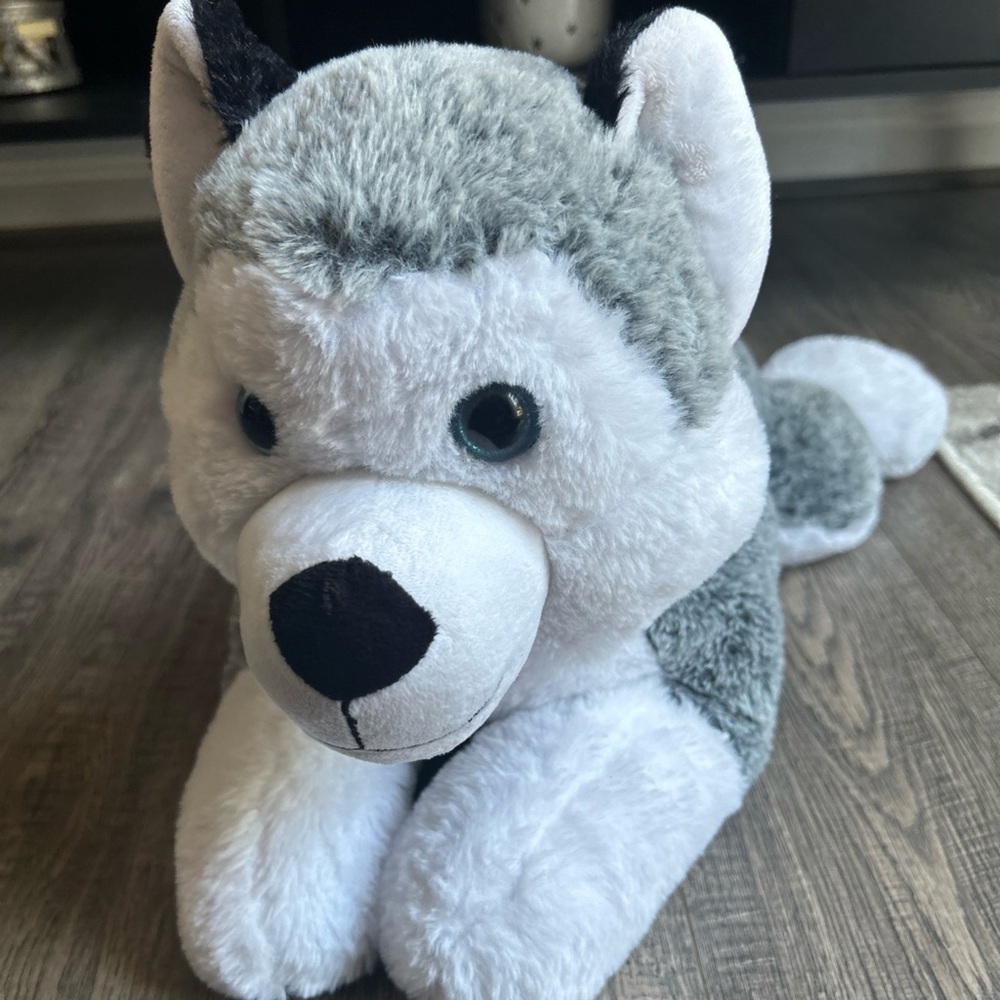 Soft Plush Toy Lying Siberian Husky Plush Puppy Stuffed Animals Dogs 18”